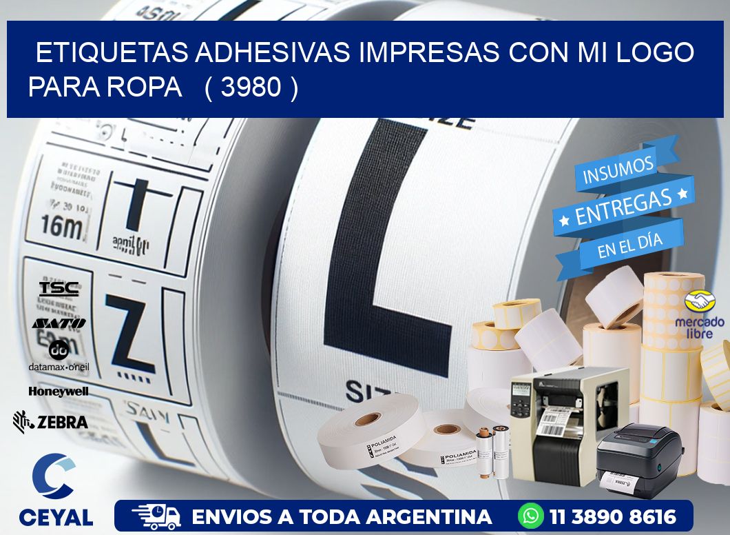 ETIQUETAS ADHESIVAS IMPRESAS CON MI LOGO PARA ROPA   ( 3980 )
