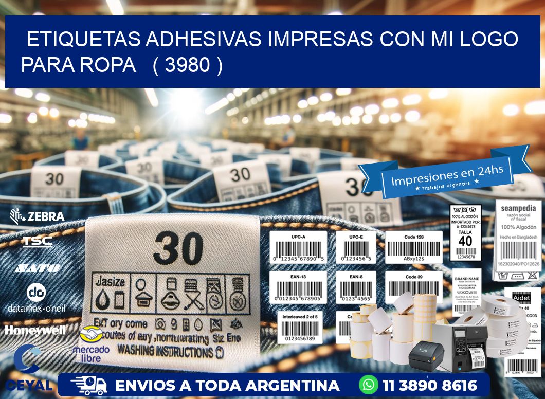 ETIQUETAS ADHESIVAS IMPRESAS CON MI LOGO PARA ROPA   ( 3980 )