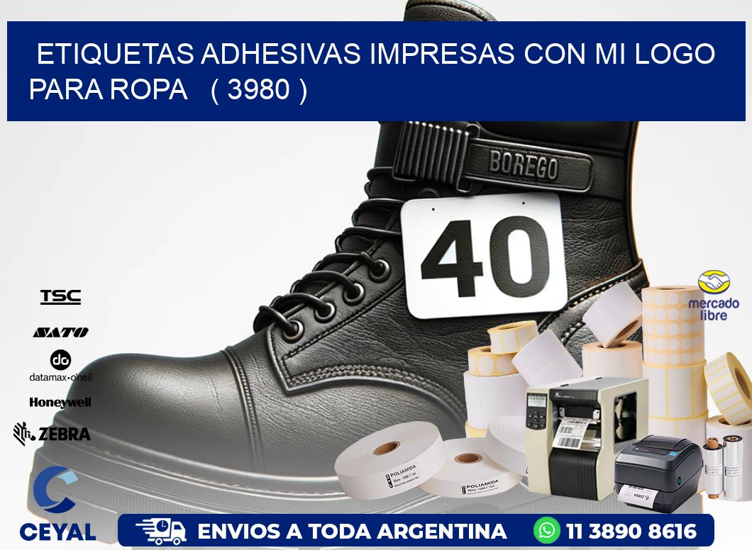 ETIQUETAS ADHESIVAS IMPRESAS CON MI LOGO PARA ROPA   ( 3980 )