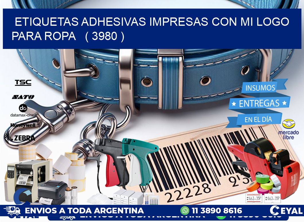 ETIQUETAS ADHESIVAS IMPRESAS CON MI LOGO PARA ROPA   ( 3980 )