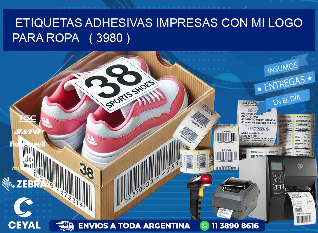 ETIQUETAS ADHESIVAS IMPRESAS CON MI LOGO PARA ROPA   ( 3980 )