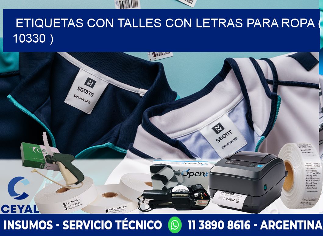 ETIQUETAS CON TALLES CON LETRAS PARA ROPA ( 10330 )