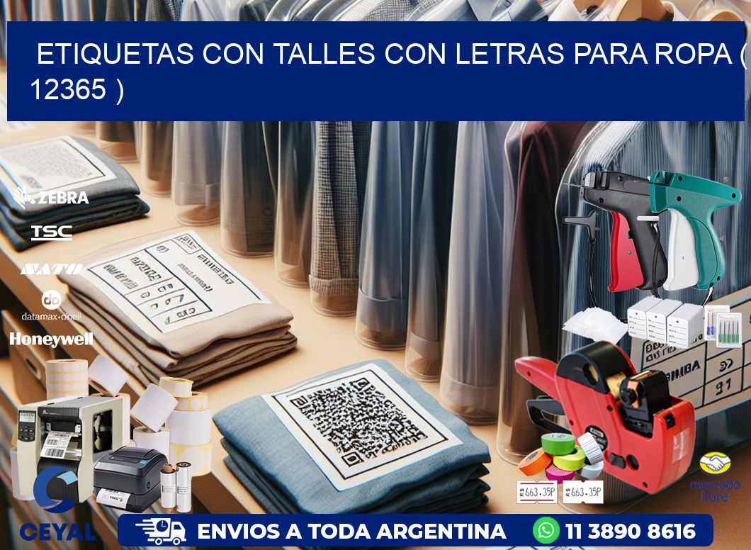 ETIQUETAS CON TALLES CON LETRAS PARA ROPA ( 12365 )
