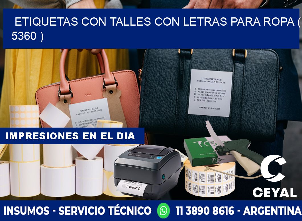 ETIQUETAS CON TALLES CON LETRAS PARA ROPA ( 5360 )