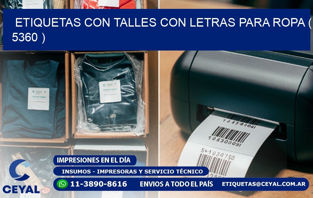 ETIQUETAS CON TALLES CON LETRAS PARA ROPA ( 5360 )