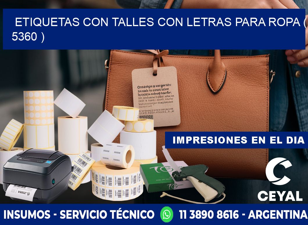 ETIQUETAS CON TALLES CON LETRAS PARA ROPA ( 5360 )