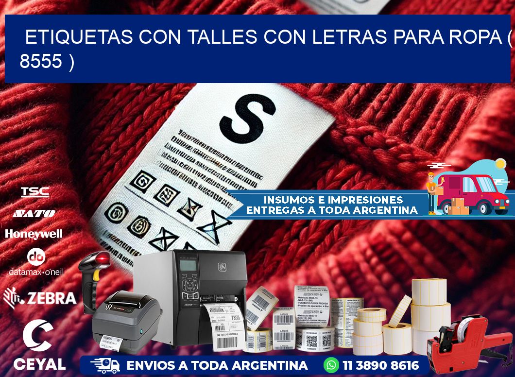 ETIQUETAS CON TALLES CON LETRAS PARA ROPA ( 8555 )