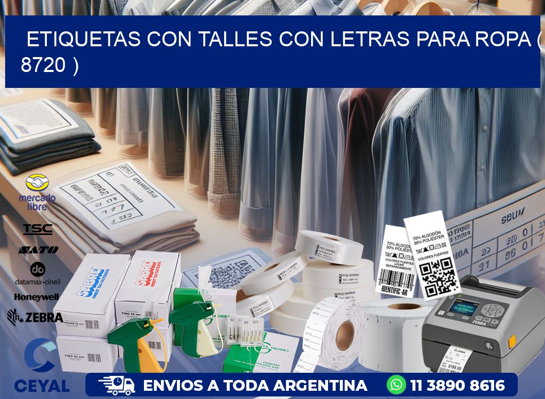 ETIQUETAS CON TALLES CON LETRAS PARA ROPA ( 8720 )