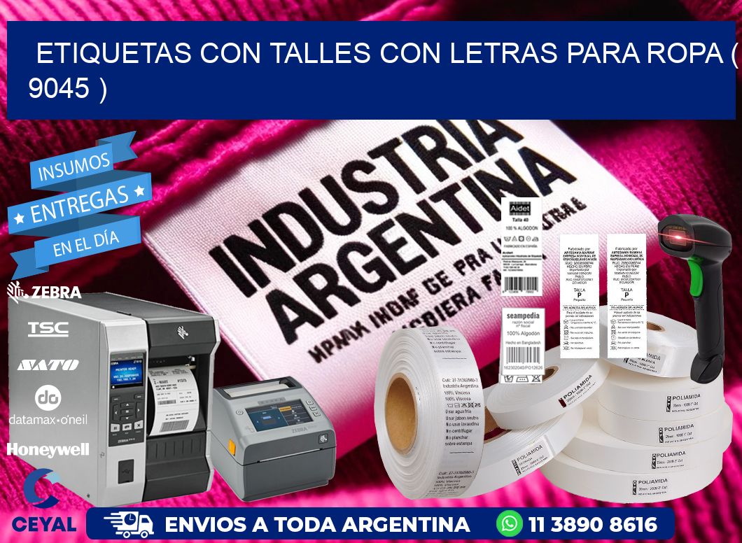 ETIQUETAS CON TALLES CON LETRAS PARA ROPA ( 9045 )