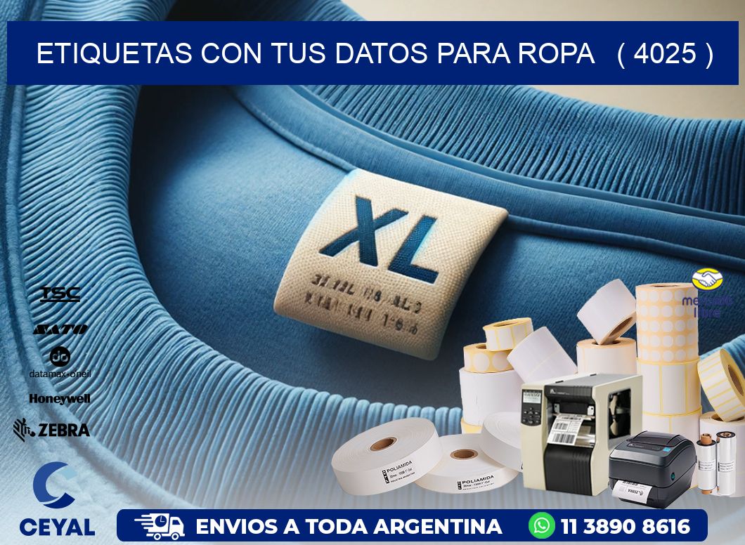 ETIQUETAS CON TUS DATOS PARA ROPA ( 4025 )