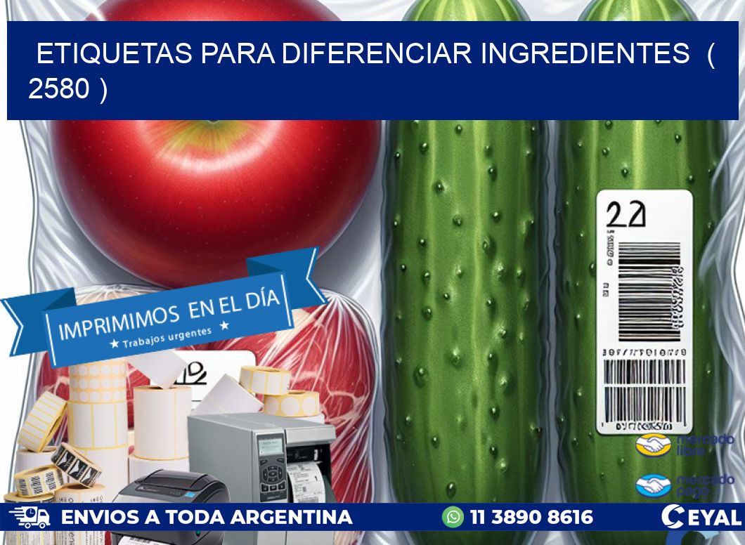 ETIQUETAS PARA DIFERENCIAR INGREDIENTES  ( 2580 )