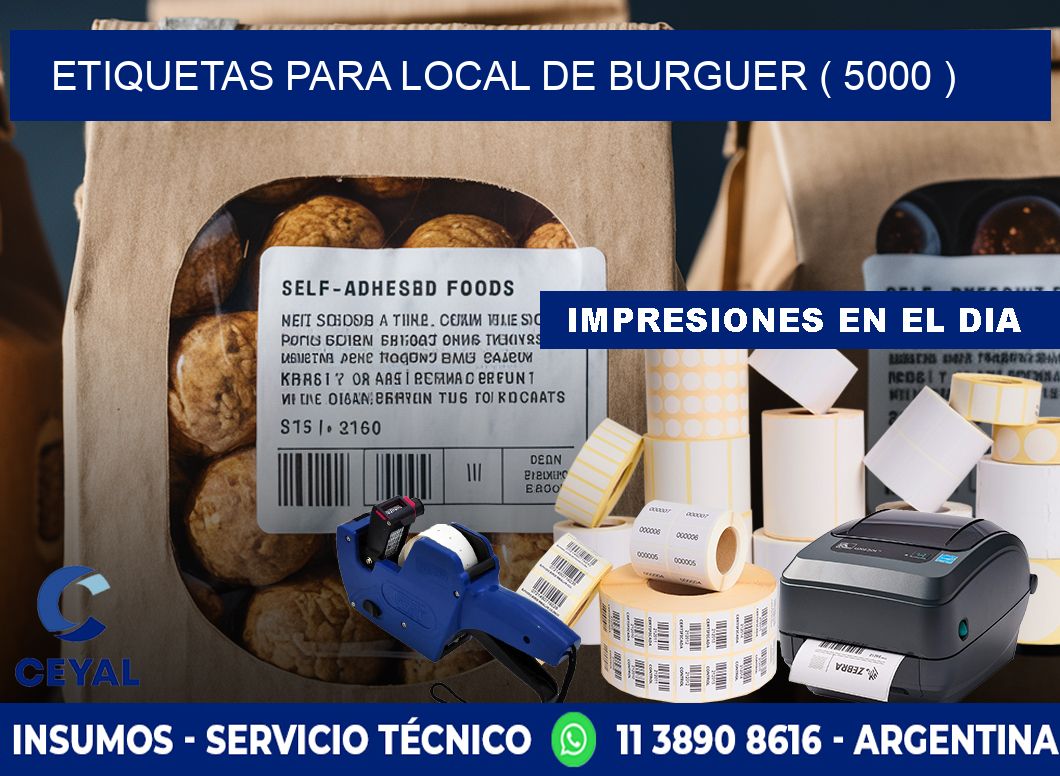 ETIQUETAS PARA LOCAL DE BURGUER ( 5000 )