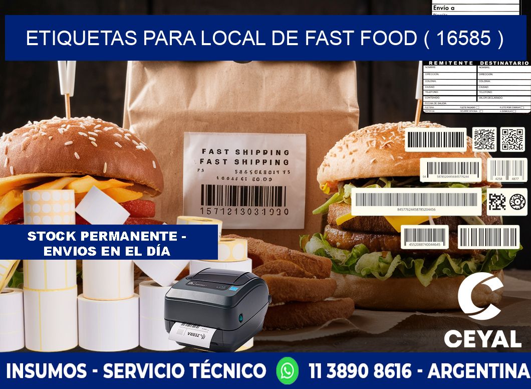 ETIQUETAS PARA LOCAL DE FAST FOOD ( 16585 )