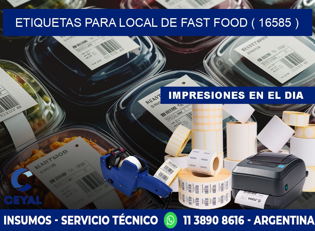 ETIQUETAS PARA LOCAL DE FAST FOOD ( 16585 )
