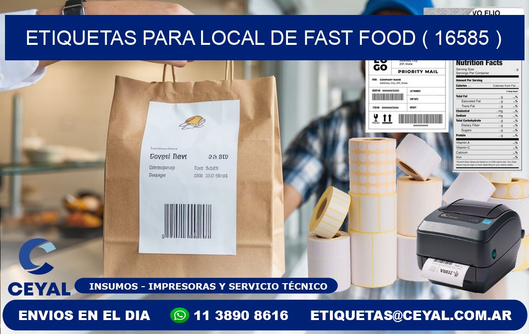 ETIQUETAS PARA LOCAL DE FAST FOOD ( 16585 )