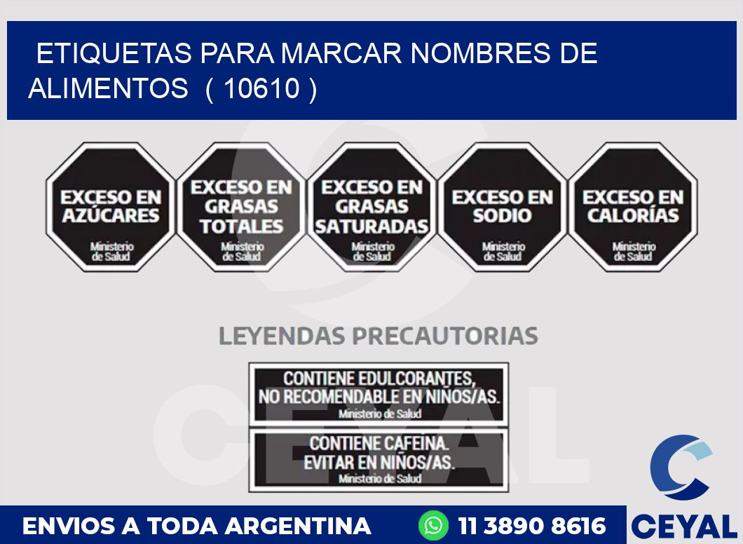 ETIQUETAS PARA MARCAR NOMBRES DE ALIMENTOS  ( 10610 )