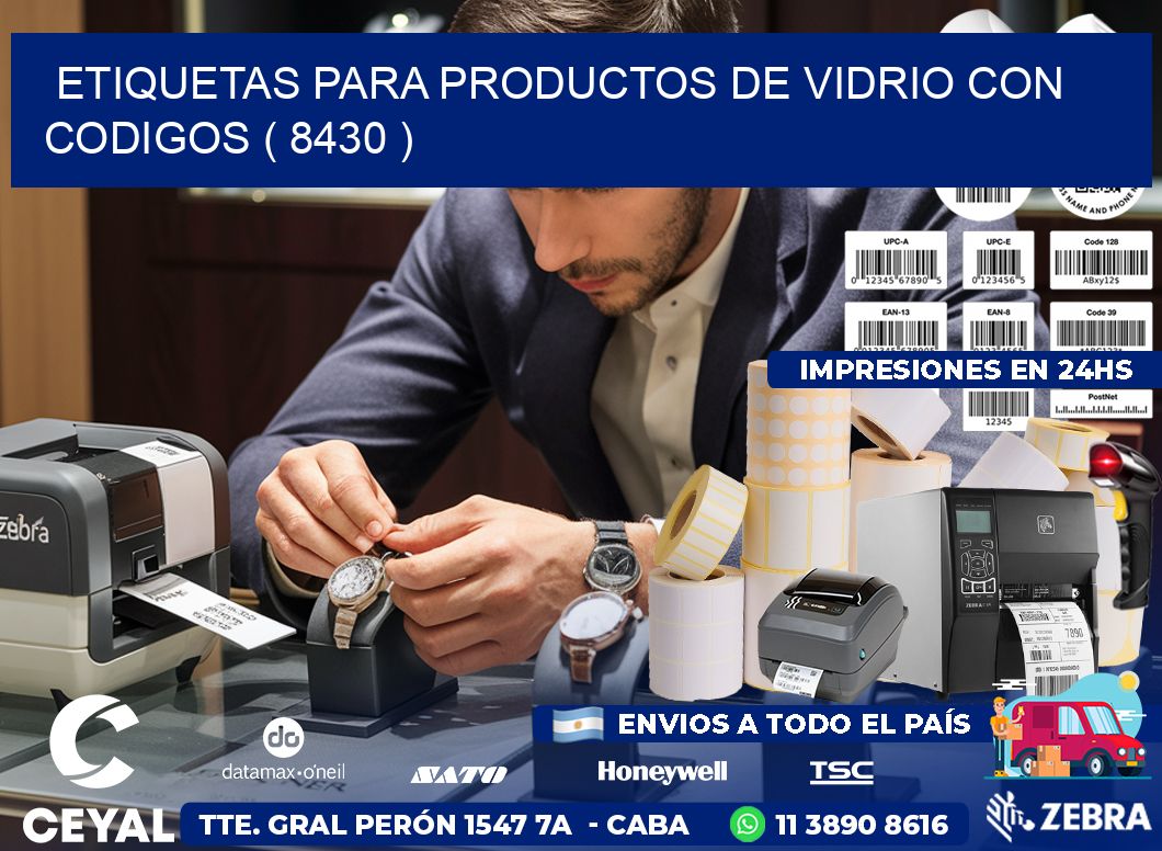 ETIQUETAS PARA PRODUCTOS DE VIDRIO CON CODIGOS ( 8430 )