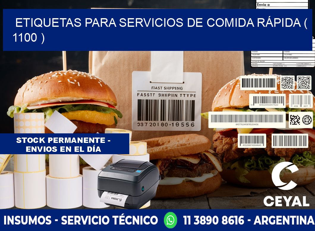 ETIQUETAS PARA SERVICIOS DE COMIDA RÁPIDA ( 1100 )
