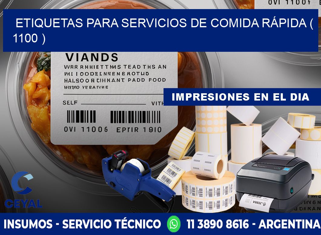 ETIQUETAS PARA SERVICIOS DE COMIDA RÁPIDA ( 1100 )