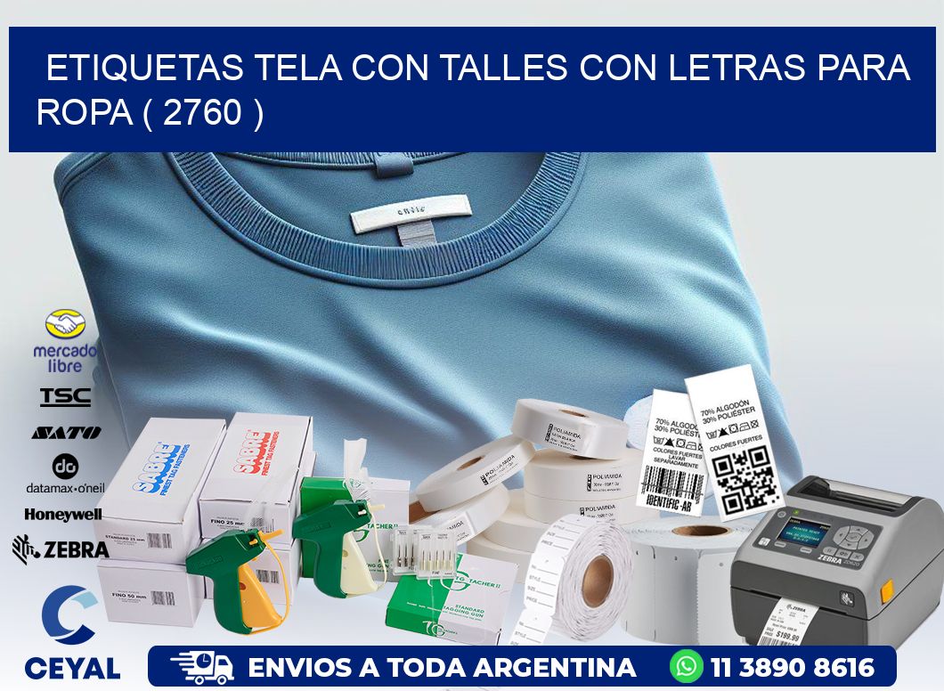 ETIQUETAS TELA CON TALLES CON LETRAS PARA ROPA ( 2760 )