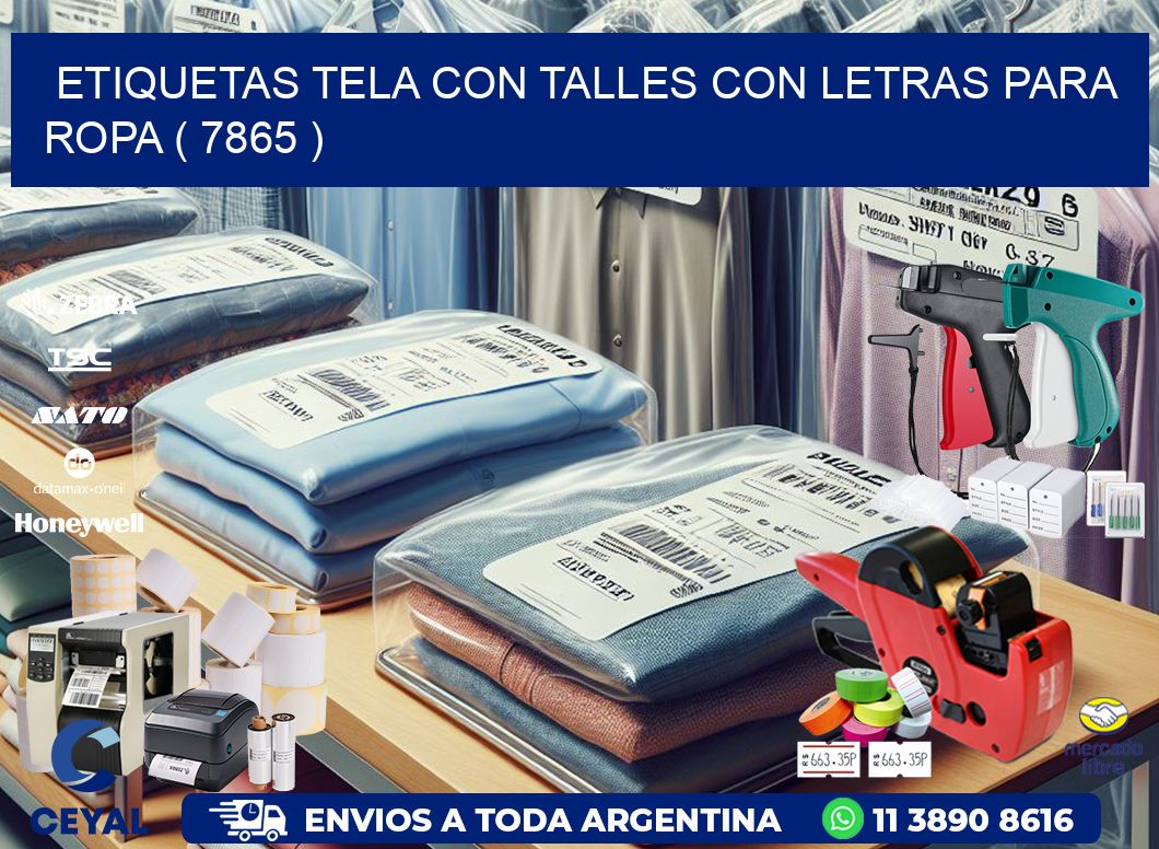 ETIQUETAS TELA CON TALLES CON LETRAS PARA ROPA ( 7865 )