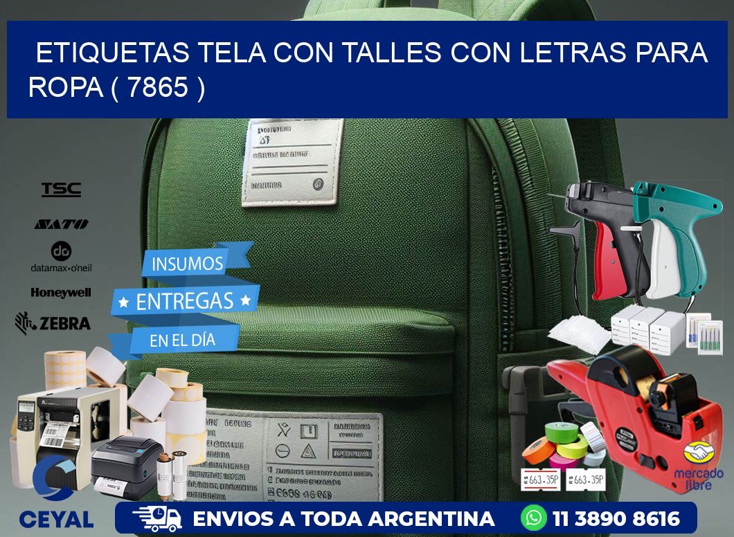 ETIQUETAS TELA CON TALLES CON LETRAS PARA ROPA ( 7865 )