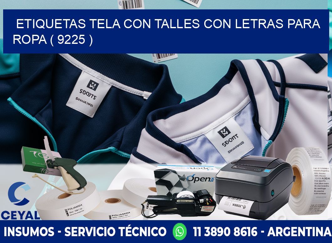 ETIQUETAS TELA CON TALLES CON LETRAS PARA ROPA ( 9225 )