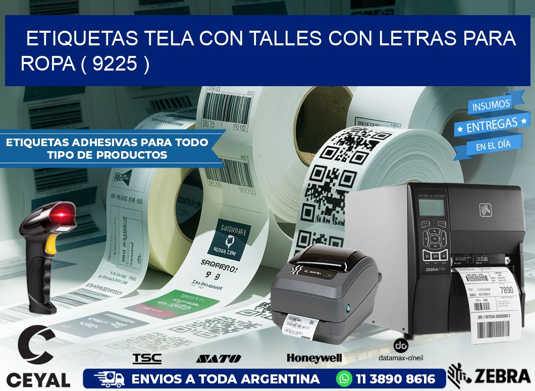 ETIQUETAS TELA CON TALLES CON LETRAS PARA ROPA ( 9225 )
