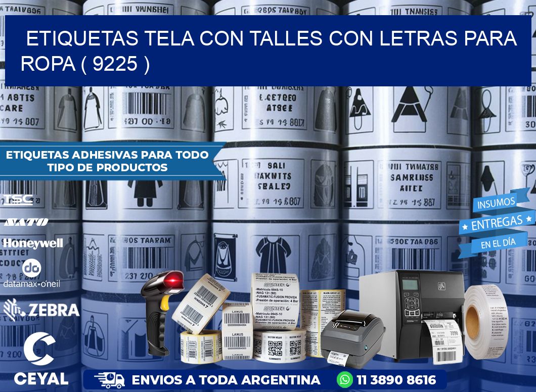 ETIQUETAS TELA CON TALLES CON LETRAS PARA ROPA ( 9225 )