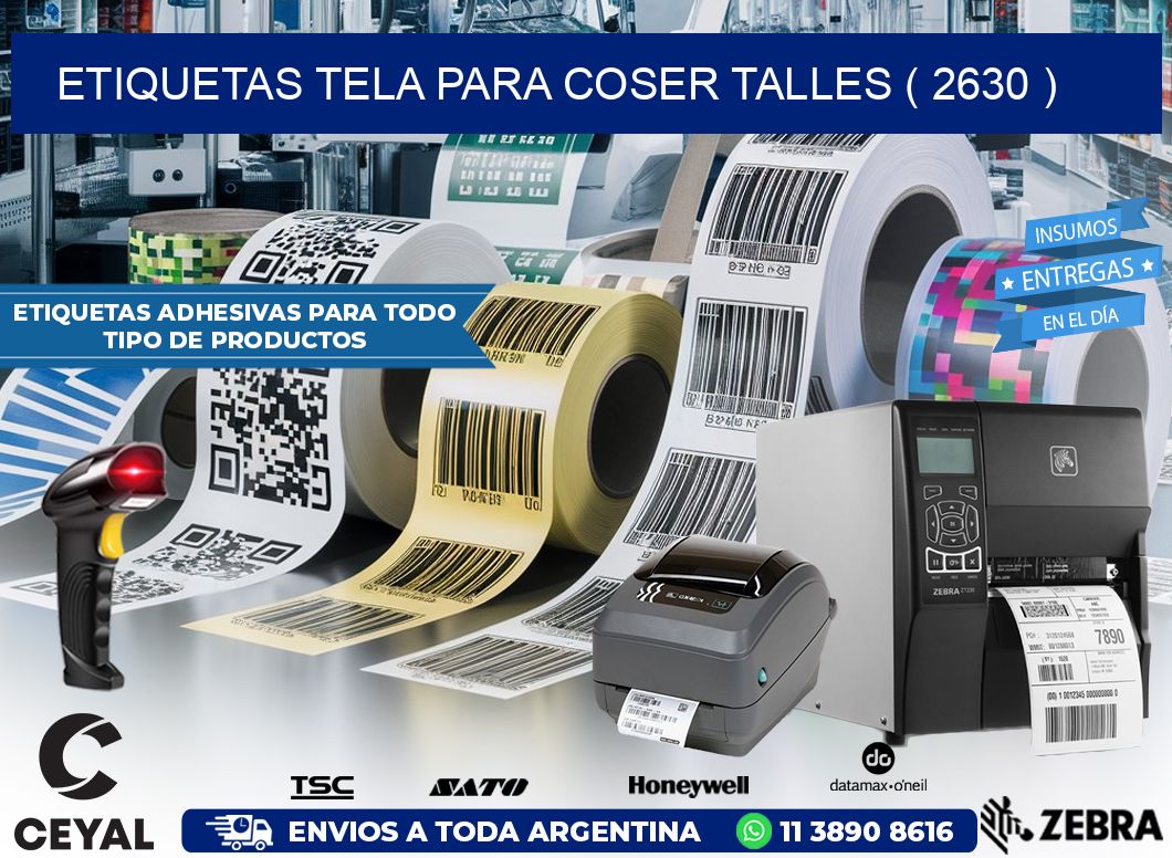 ETIQUETAS TELA PARA COSER TALLES ( 2630 )
