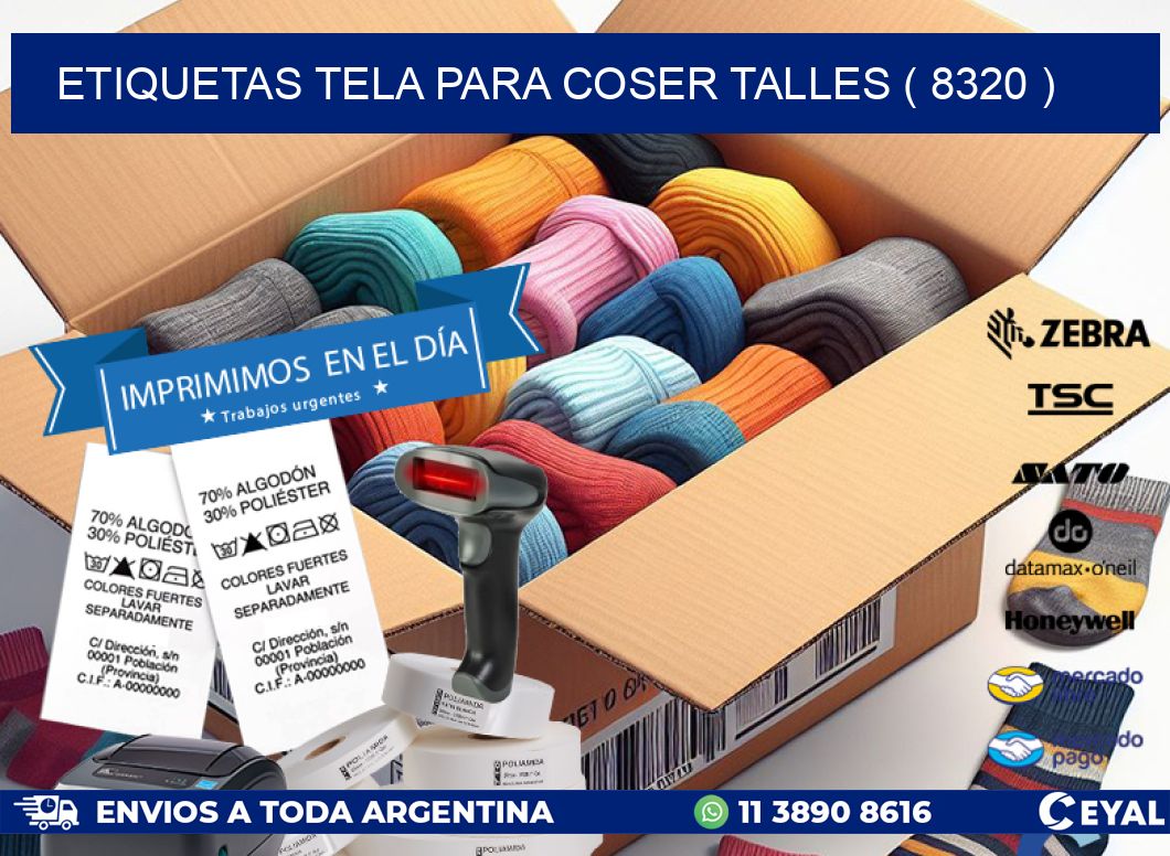 ETIQUETAS TELA PARA COSER TALLES ( 8320 )