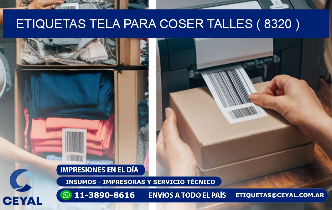 ETIQUETAS TELA PARA COSER TALLES ( 8320 )