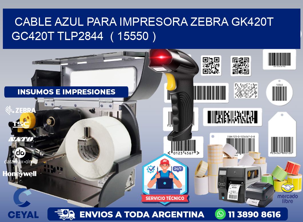 cable azul para impresora zebra GK420T GC420T TLP2844  ( 15550 )