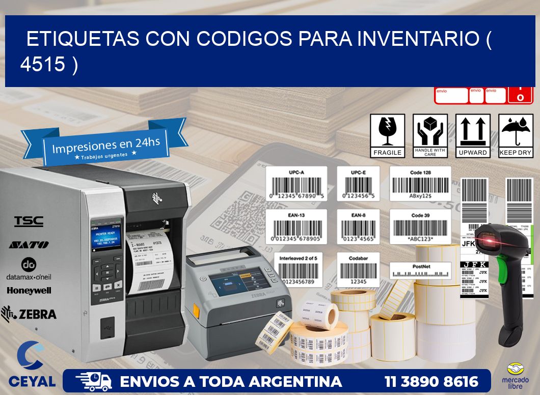ETIQUETAS CON CODIGOS PARA INVENTARIO ( 4515 )
