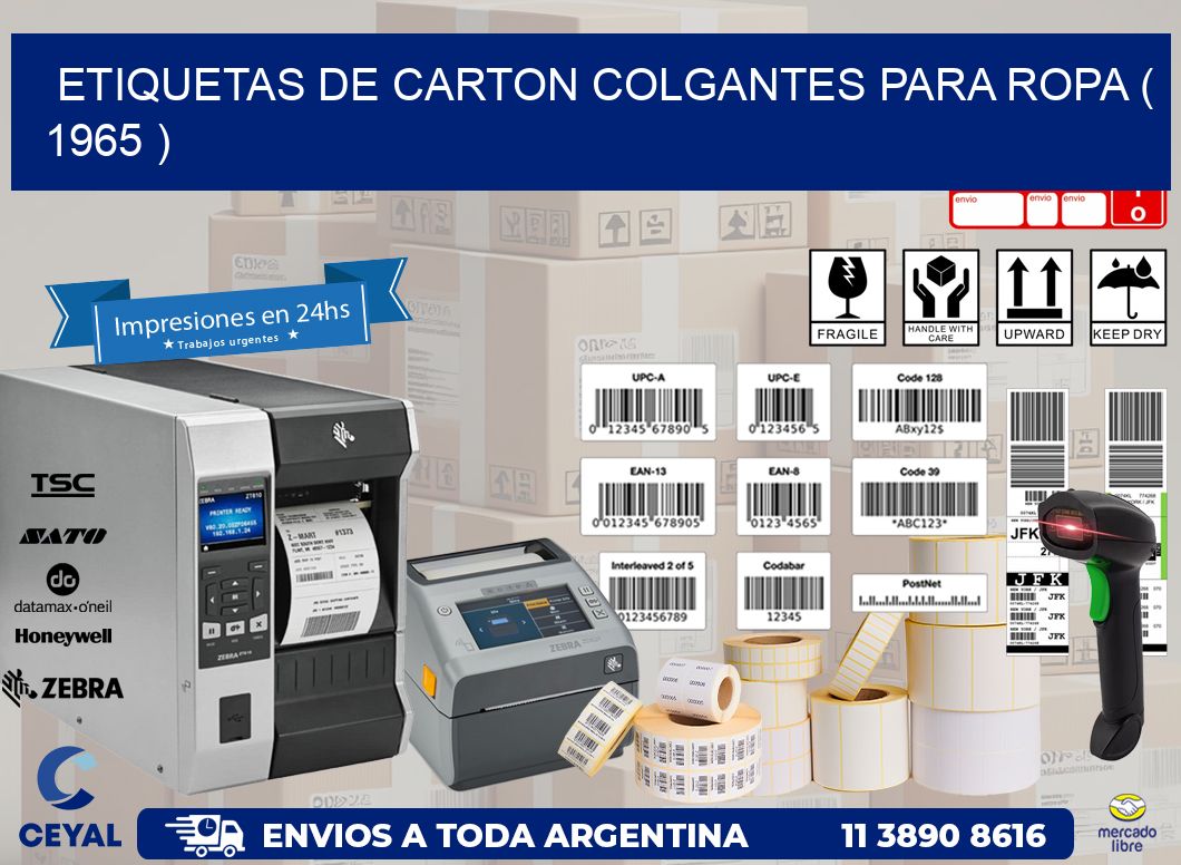 ETIQUETAS DE CARTON COLGANTES PARA ROPA ( 1965 )