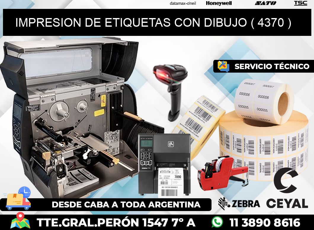 IMPRESION DE ETIQUETAS CON DIBUJO ( 4370 )