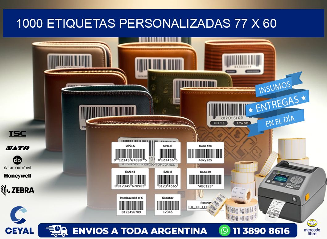 1000 ETIQUETAS PERSONALIZADAS 77 x 60