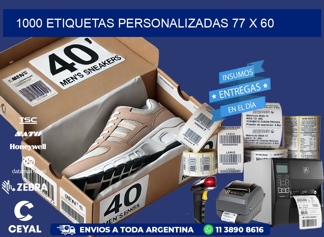 1000 ETIQUETAS PERSONALIZADAS 77 x 60
