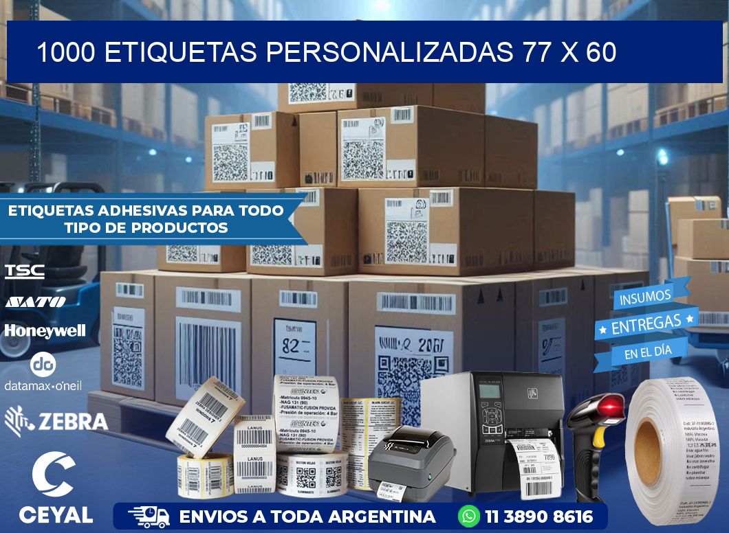 1000 ETIQUETAS PERSONALIZADAS 77 x 60