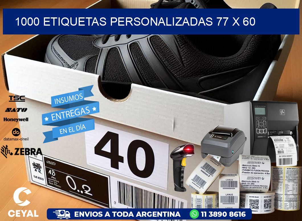 1000 ETIQUETAS PERSONALIZADAS 77 x 60