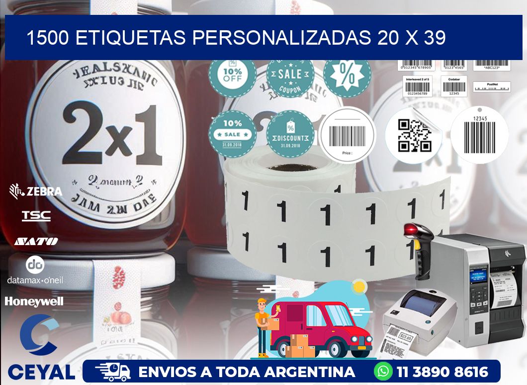 1500 ETIQUETAS PERSONALIZADAS 20 x 39