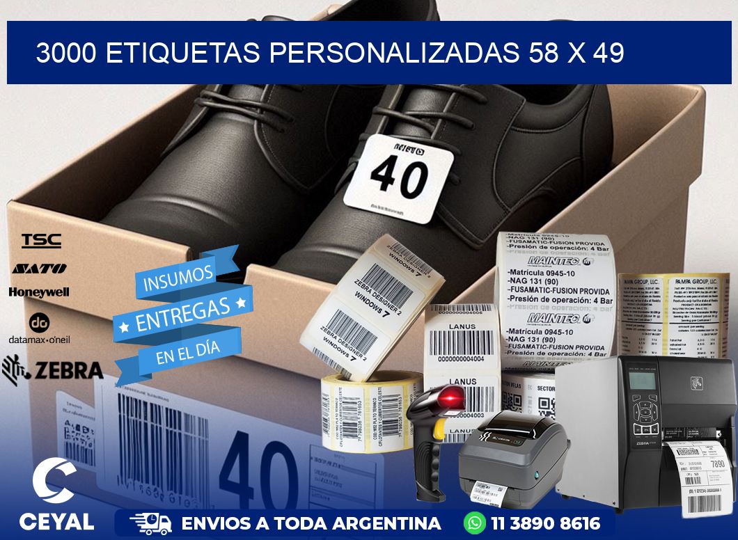 3000 ETIQUETAS PERSONALIZADAS 58 x 49