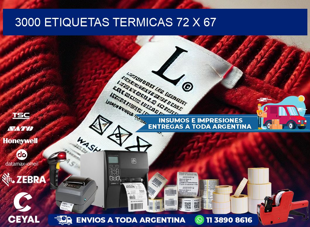 3000 ETIQUETAS TERMICAS 72 x 67