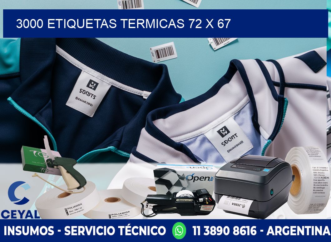 3000 ETIQUETAS TERMICAS 72 x 67
