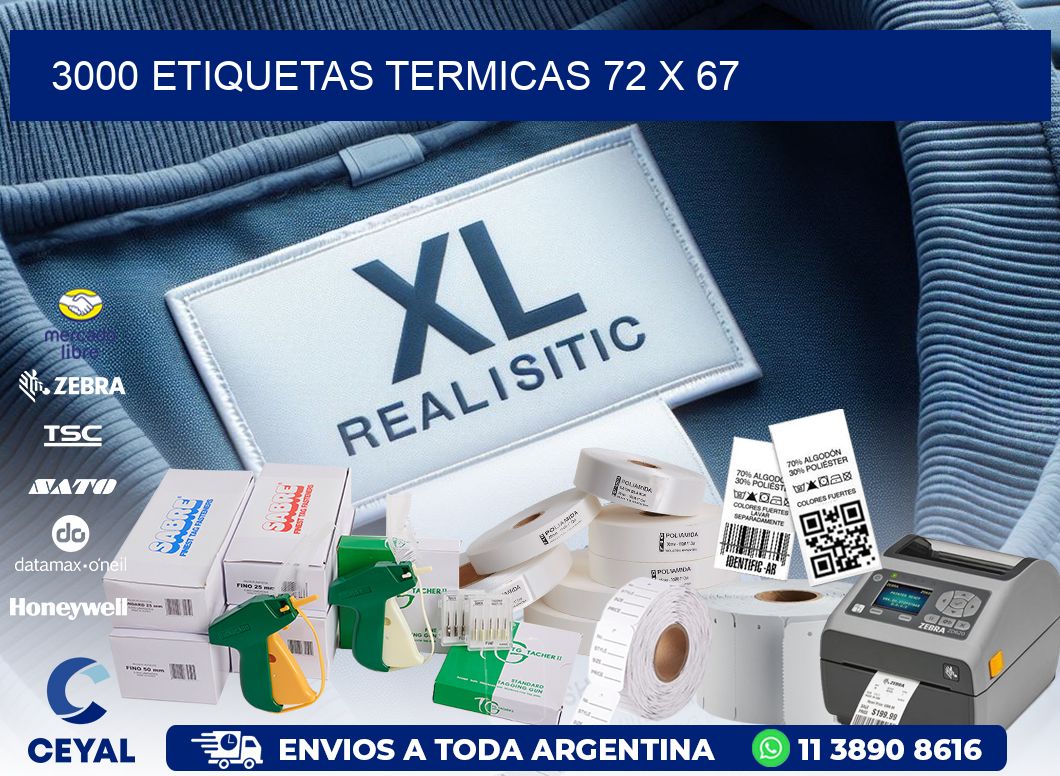 3000 ETIQUETAS TERMICAS 72 x 67