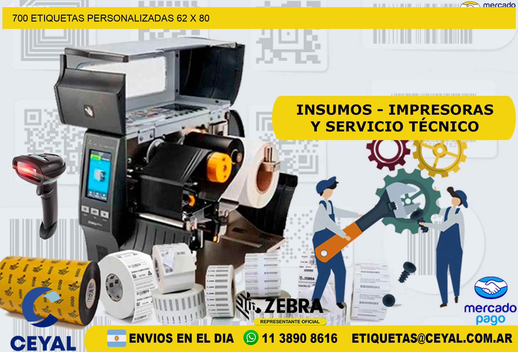 700 ETIQUETAS PERSONALIZADAS 62 x 80