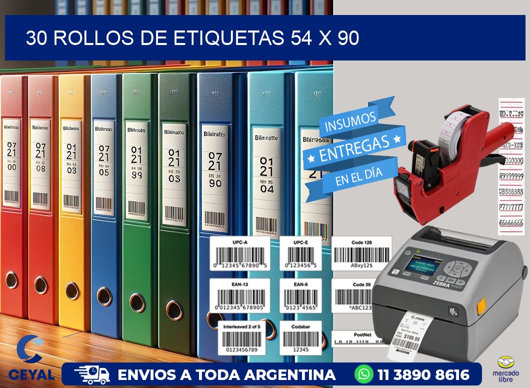 30 ROLLOS DE ETIQUETAS 54 x 90