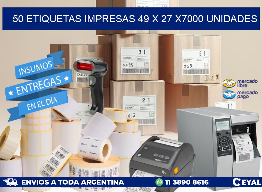 50 ETIQUETAS IMPRESAS 49 x 27 X7000 UNIDADES