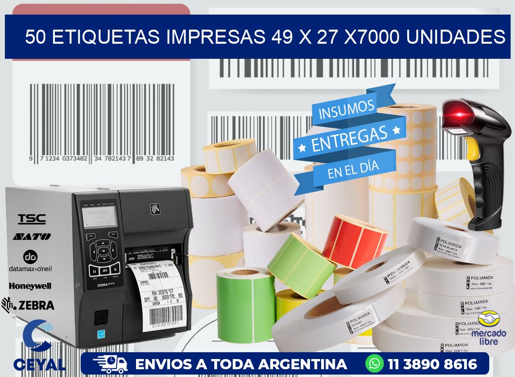50 ETIQUETAS IMPRESAS 49 x 27 X7000 UNIDADES