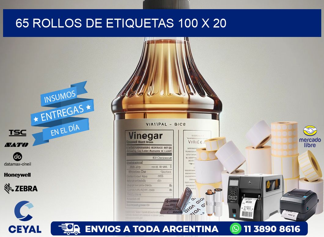65 ROLLOS DE ETIQUETAS 100 x 20